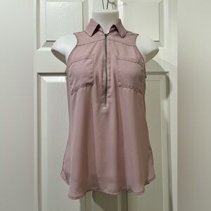 Express Mauve Sleeveless Blouse with Zip Front